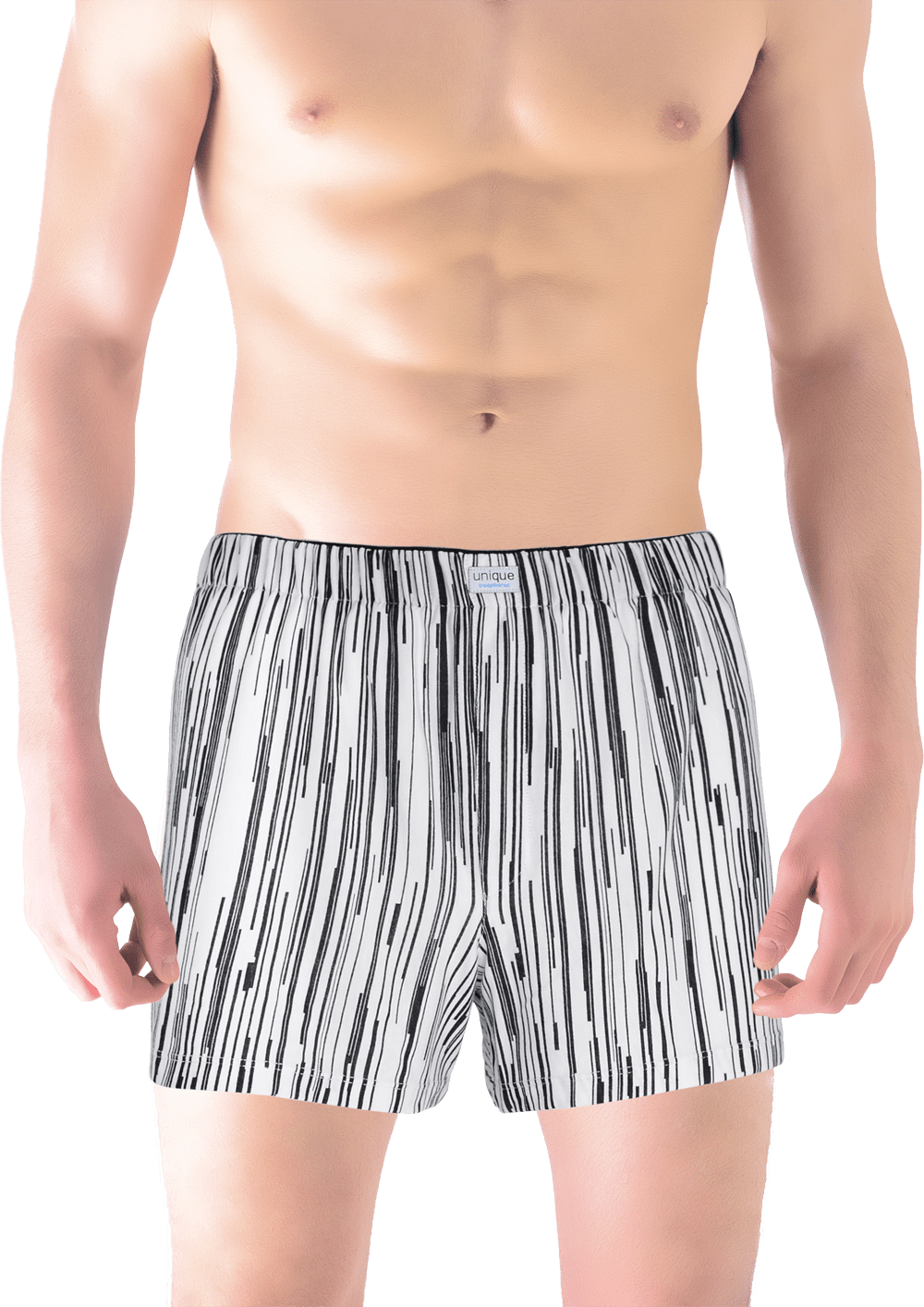 Siyah Beyaz Şerit %100 Pamuk Erkek Boxer