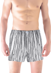 Siyah Beyaz Şerit %100 Pamuk Erkek Boxer