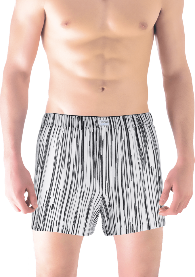 Unique Bosphorus %100 Pamuk Erkek Boxer Siyah Beyaz Şerit