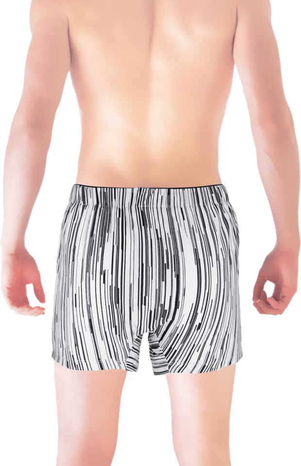 Unique Bosphorus %100 Pamuk Erkek Boxer Siyah Beyaz Şerit
