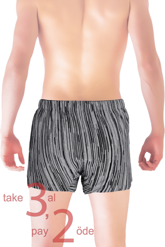 Unique Bosphorus %100 Pamuk Erkek Boxer Gri Siyah