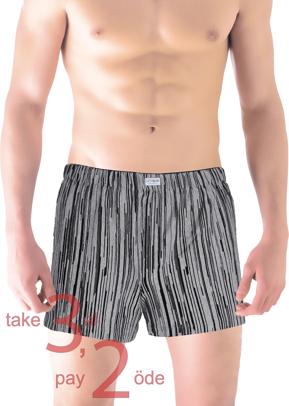 Unique Bosphorus %100 Pamuk Erkek Boxer Gri Siyah