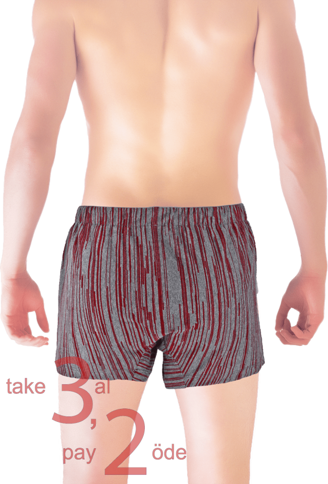 Unique Bosphorus %100 Pamuk Erkek Boxer Bordo Gri