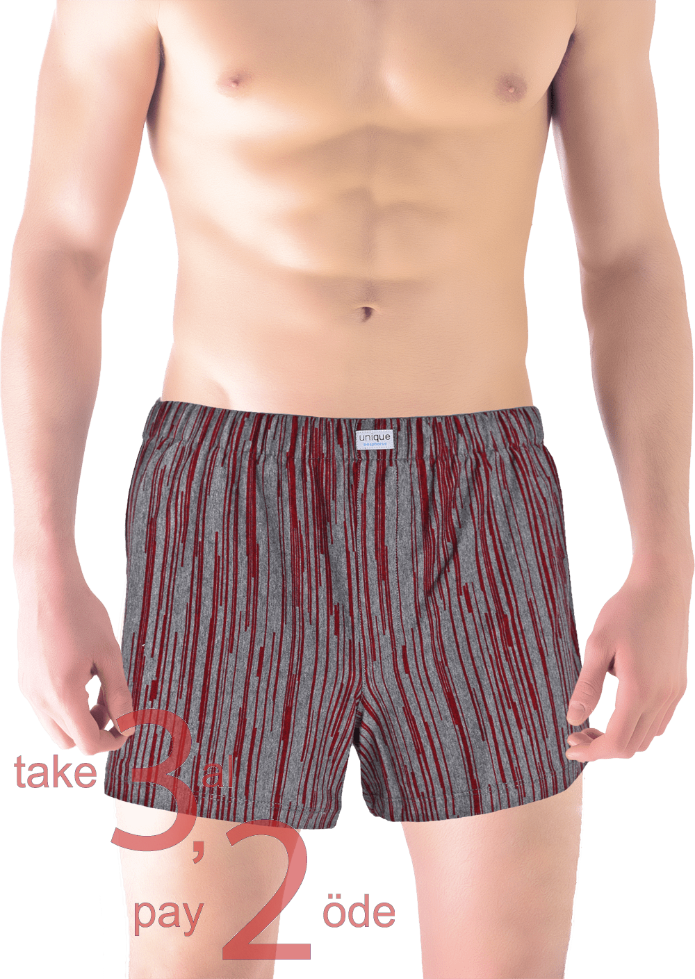 Unique Bosphorus %100 Pamuk Erkek Boxer Bordo Gri