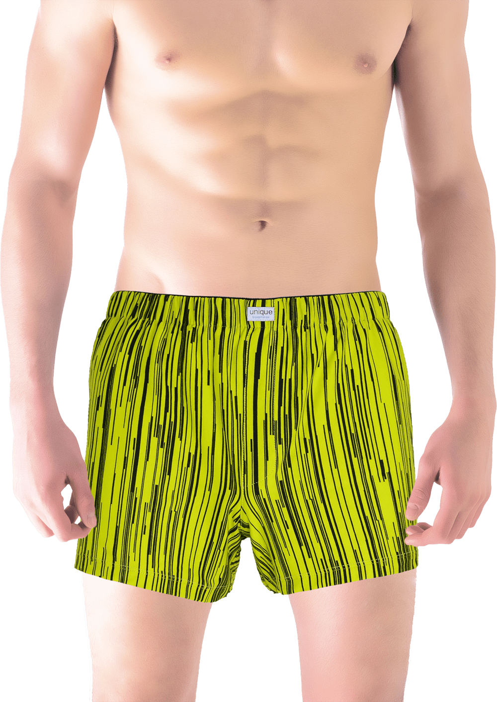 Unique Bosphorus %100 Pamuk Erkek Boxer Siyah Şeritli Limon