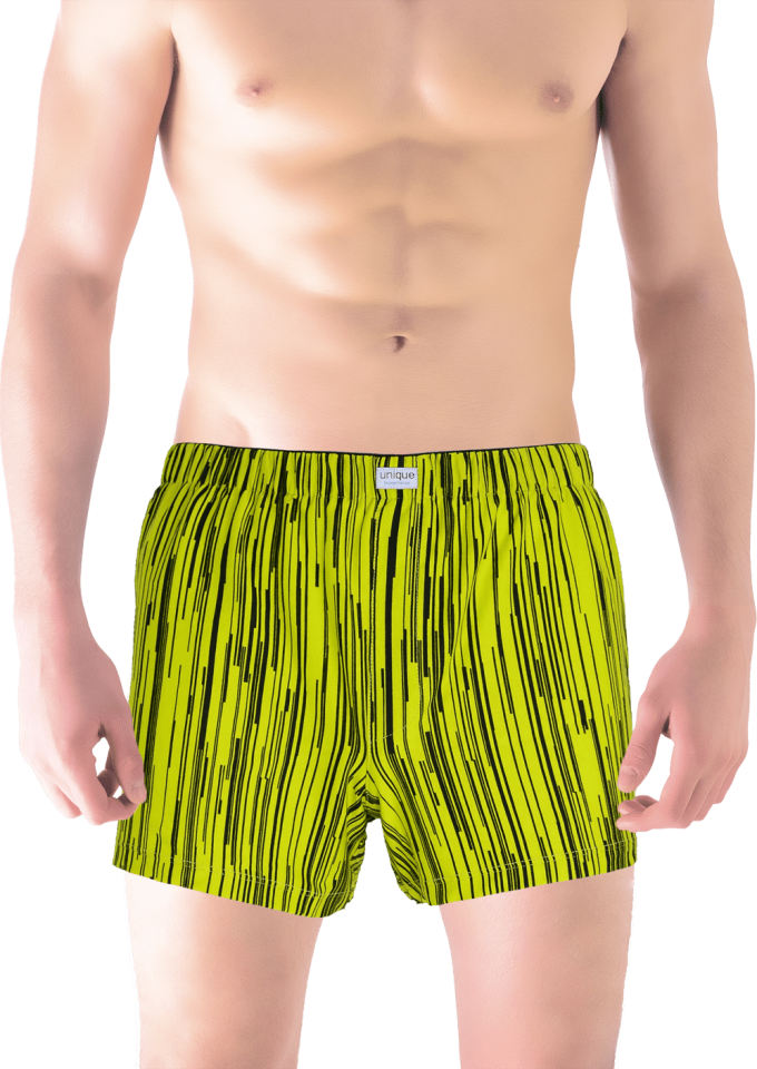 Unique Bosphorus %100 Pamuk Erkek Boxer Siyah Şeritli Limon