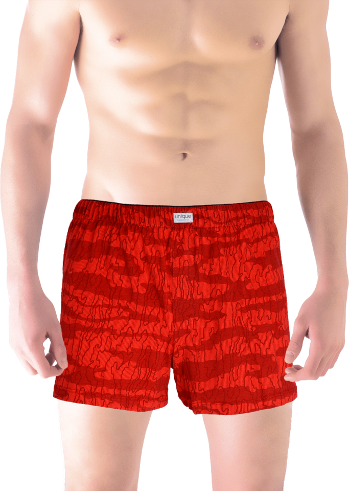 Unique Bosphorus %100 Pamuk Erkek Boxer Kırmızı Kamuflaj Desen