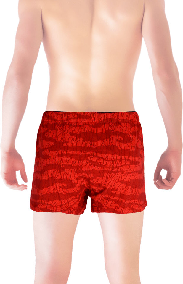 Unique Bosphorus %100 Pamuk Erkek Boxer Kırmızı Kamuflaj Desen
