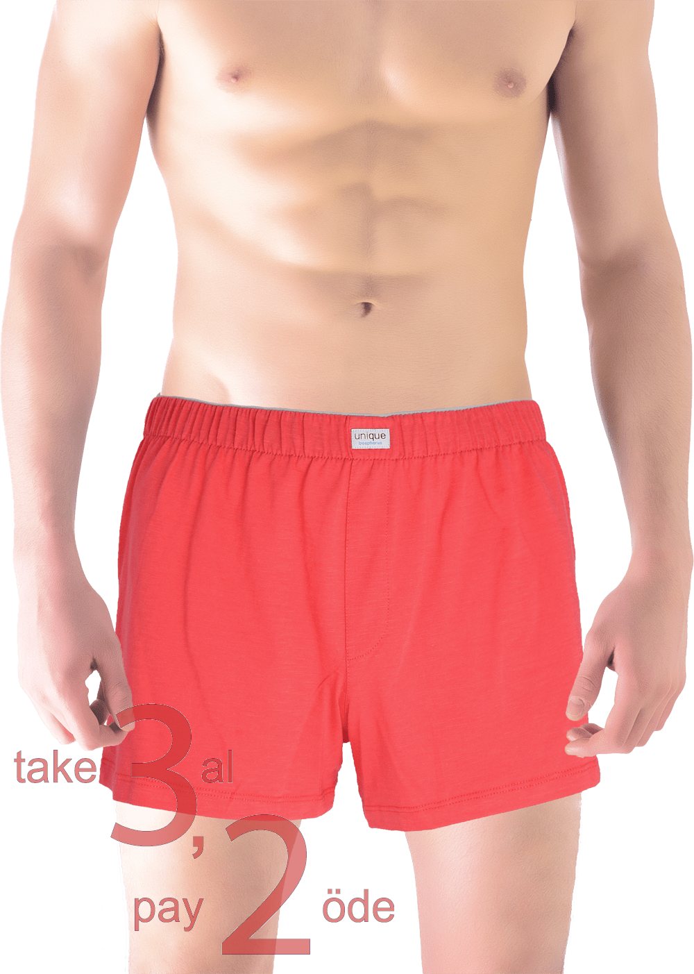 Unique Bosphorus %100 Pamuk Erkek Boxer Açık Kırmızı