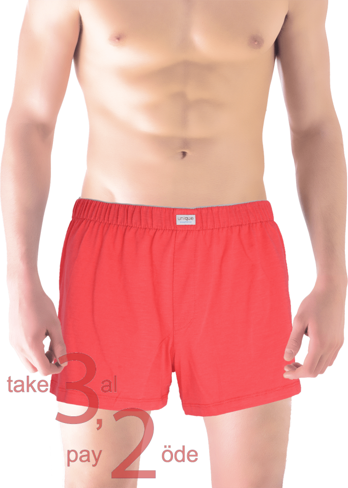 Unique Bosphorus %100 Pamuk Erkek Boxer Açık Kırmızı