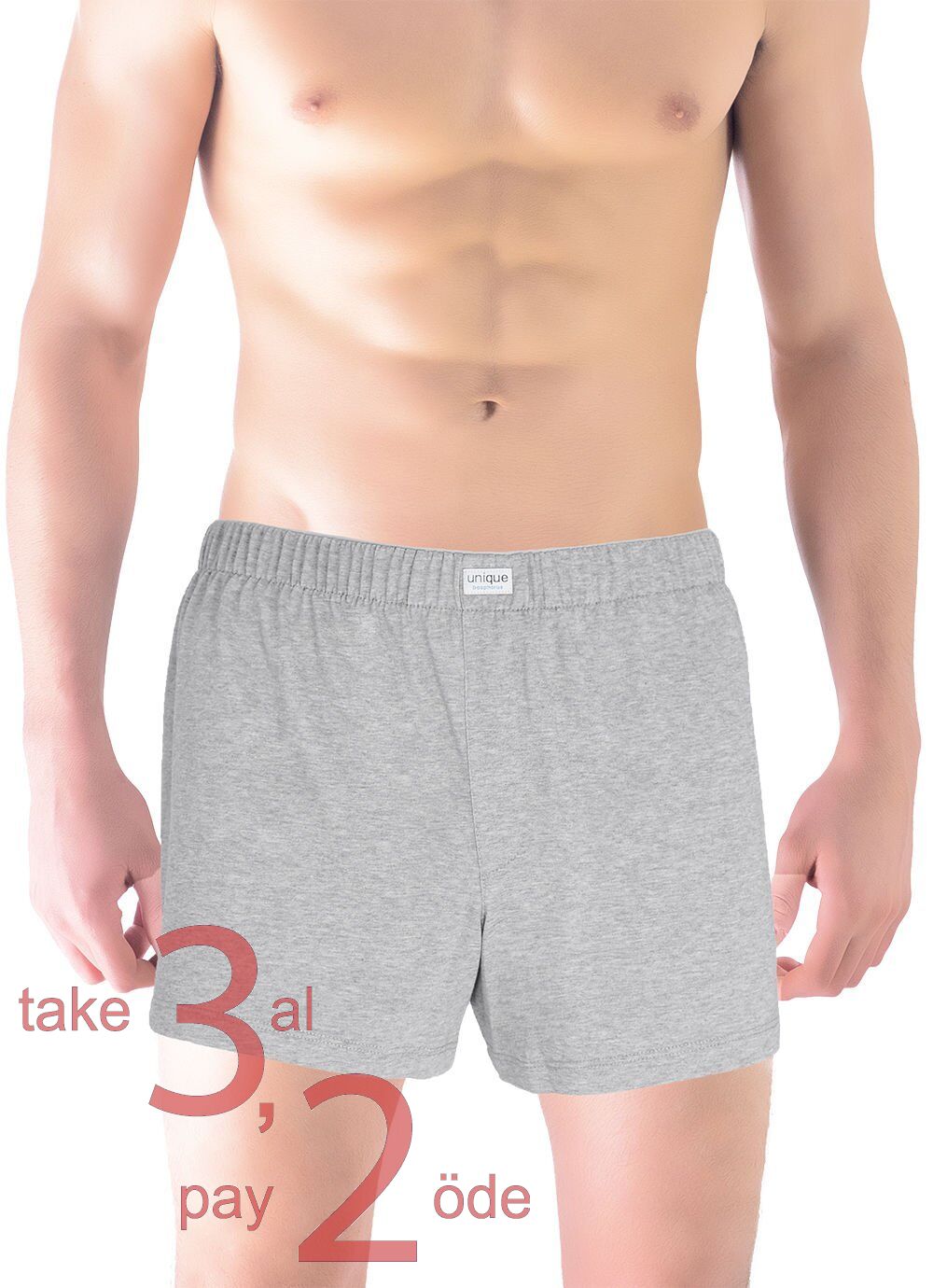 Unique Bosphorus %100 Pamuk Erkek Boxer Açık Gri
