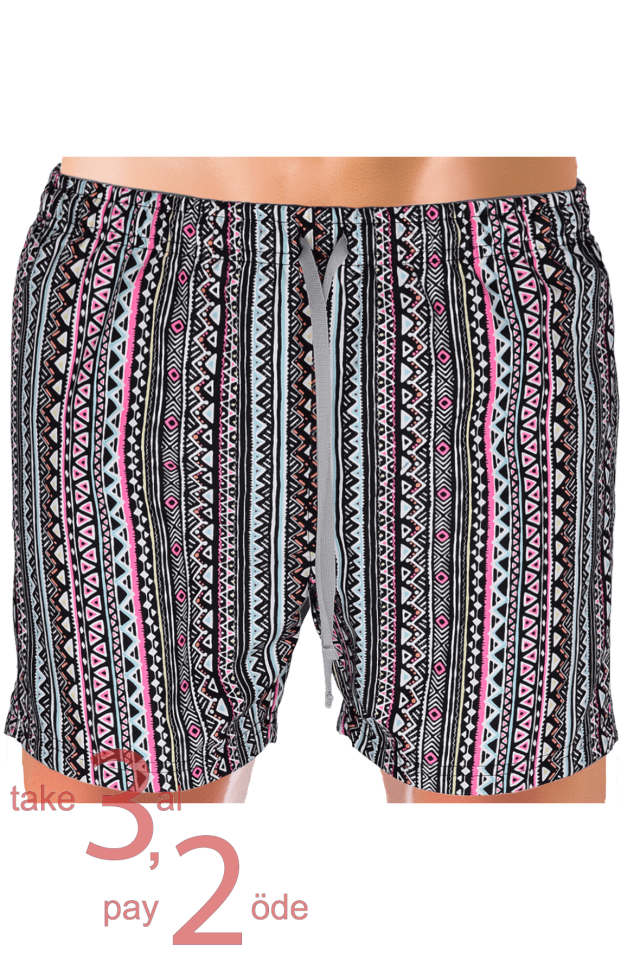 Unique Bosphorus Erkek Mayo Şort Renkli Motif Desenli