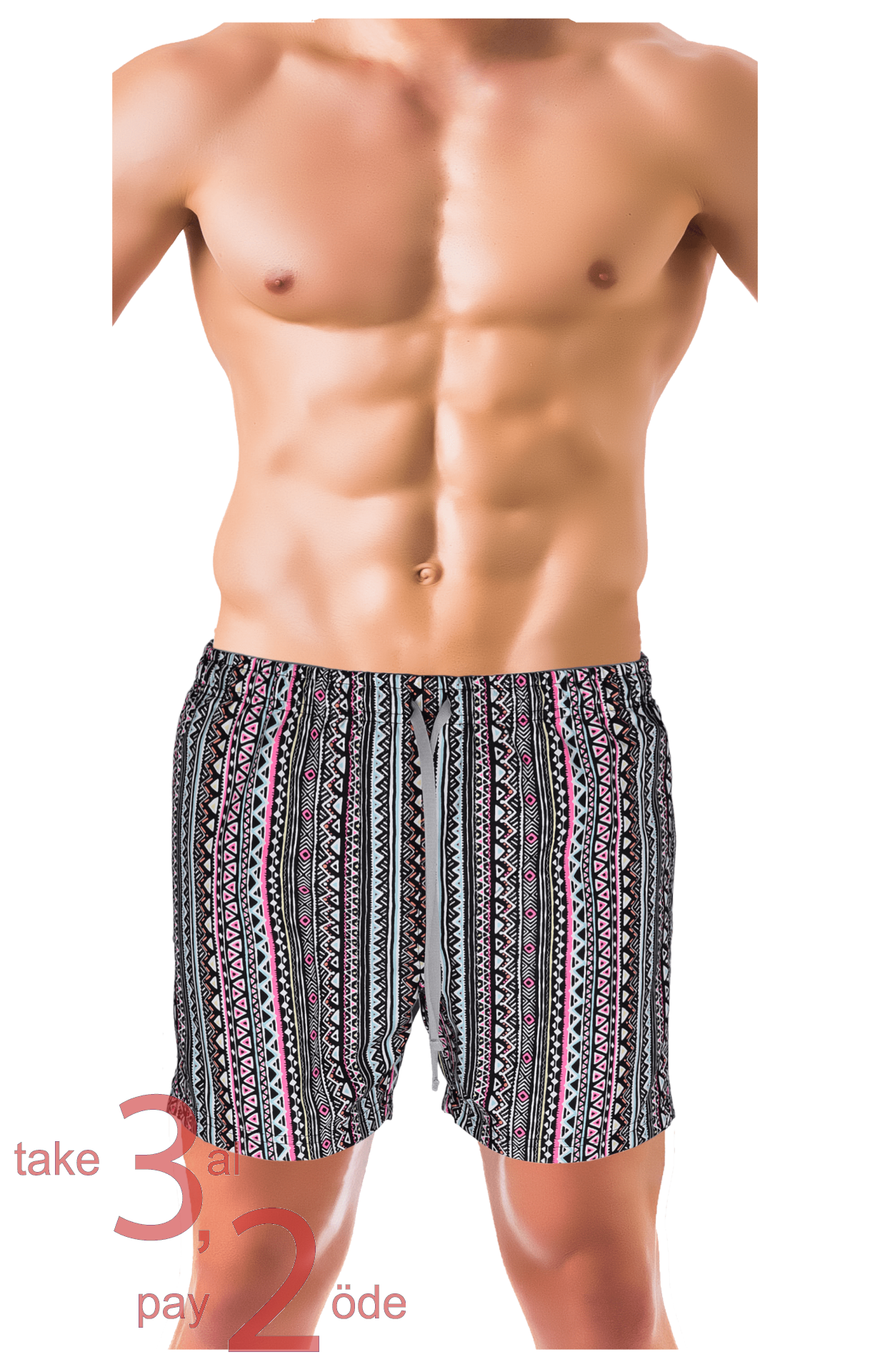 Unique Bosphorus Erkek Mayo Şort Renkli Motif Desenli