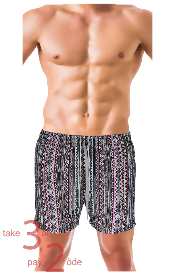 Unique Bosphorus Erkek Mayo Şort Renkli Motif Desenli