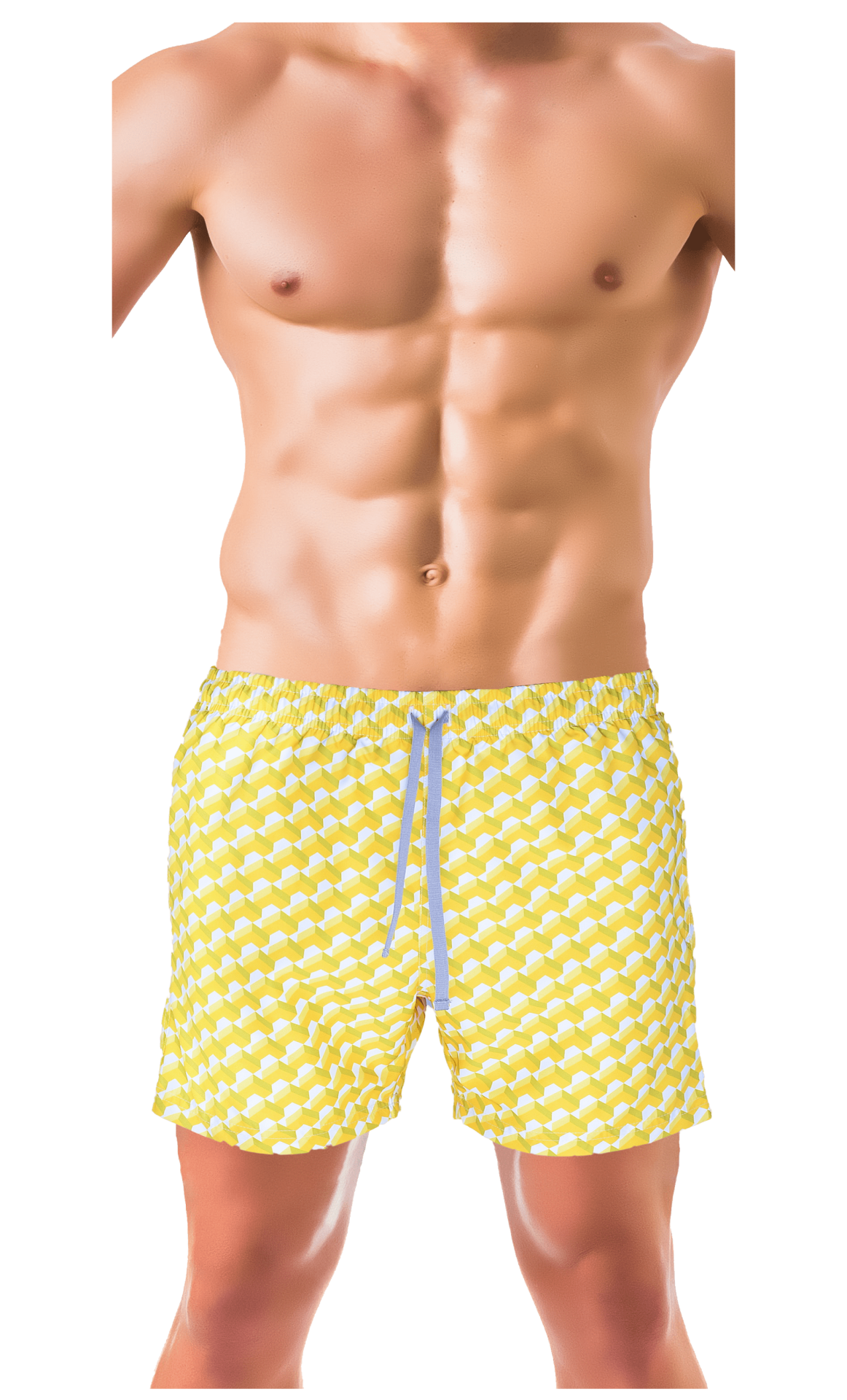 Unique Bosphorus Erkek Mayo Şort Sarı 3D Desenli