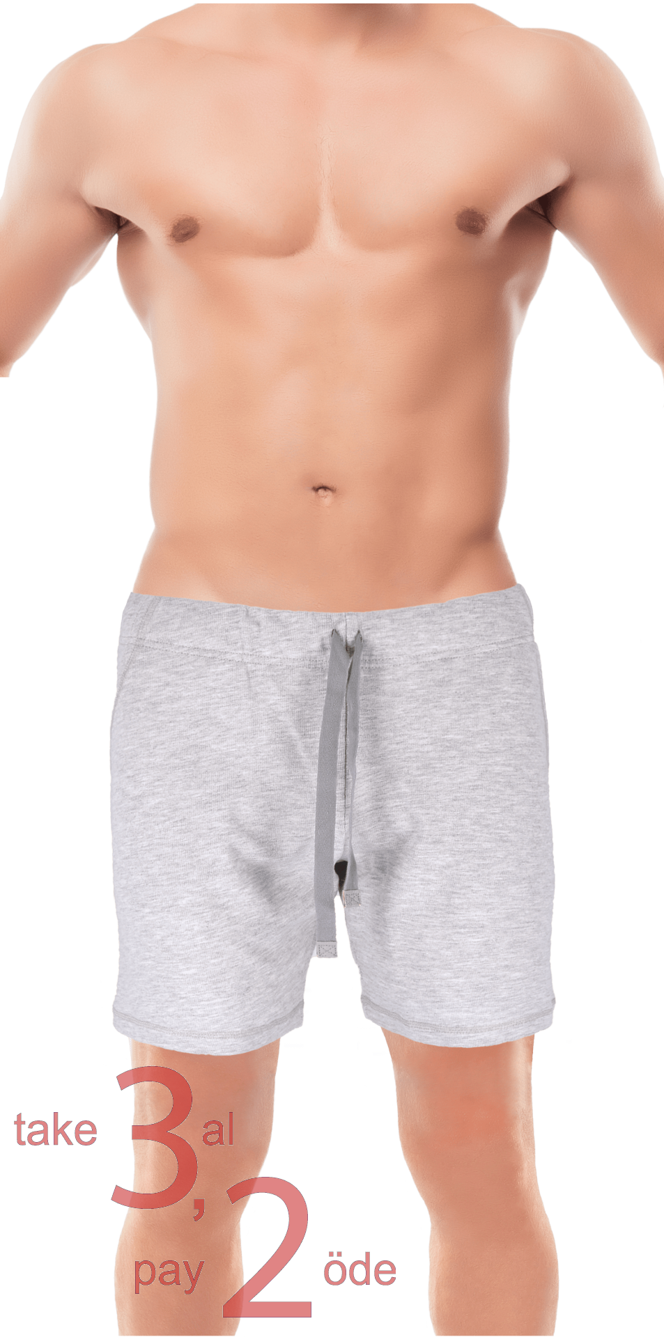 Unique Bosphorus Ribana Erkek Kısa Şort Açık Gri Kırçıllı