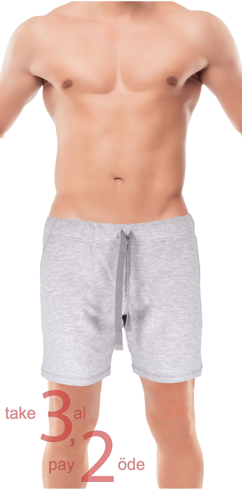 Unique Bosphorus Ribana Erkek Kısa Şort Açık Gri Kırçıllı