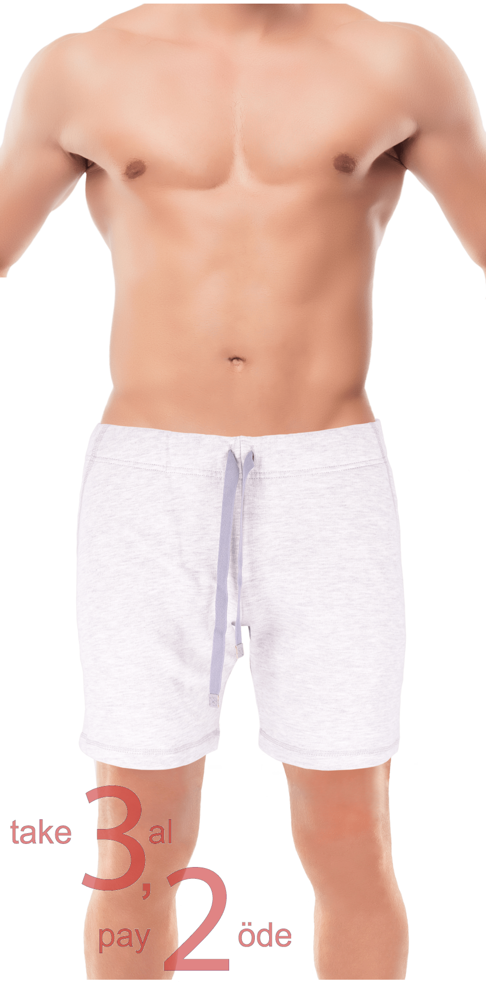 Unique Bosphorus Ribana Erkek Kısa Şort Açık Gri Kırçıllı