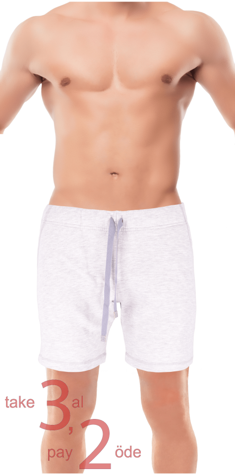 Unique Bosphorus Ribana Erkek Kısa Şort Açık Gri Kırçıllı