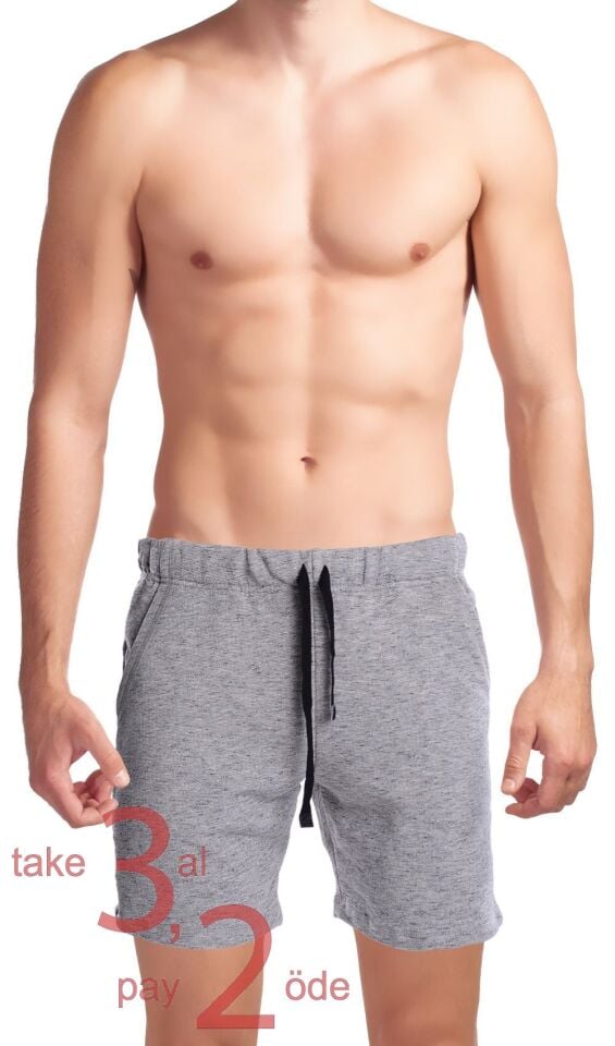 Unique Bosphorus Ribana Erkek Şort Gri Kırçıllı