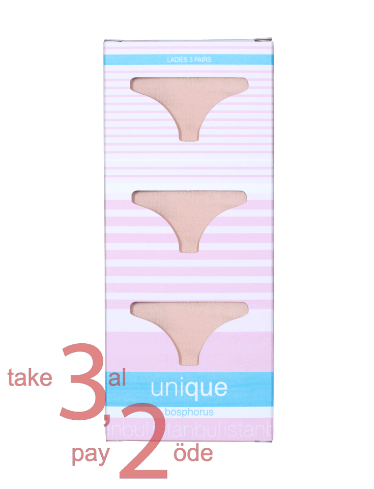 Unique Bosphorus Classic Kadın Slip 3'lü Paket Ten Rengi
