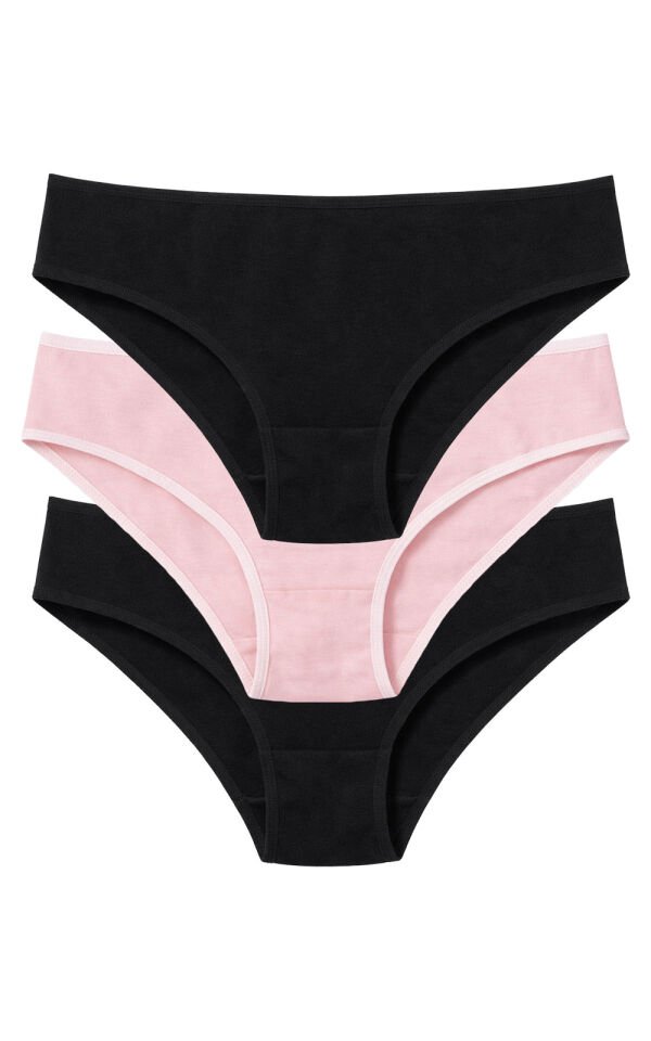 Unique Bosphorus Classic Kadın Slip 3'lü Paket Siyah & Ten Renk