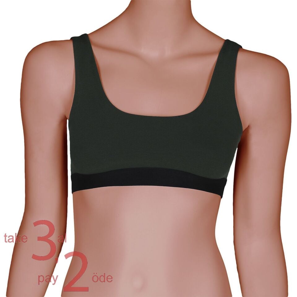 Unique Bosphorus U-Back Kadın Bralet Haki