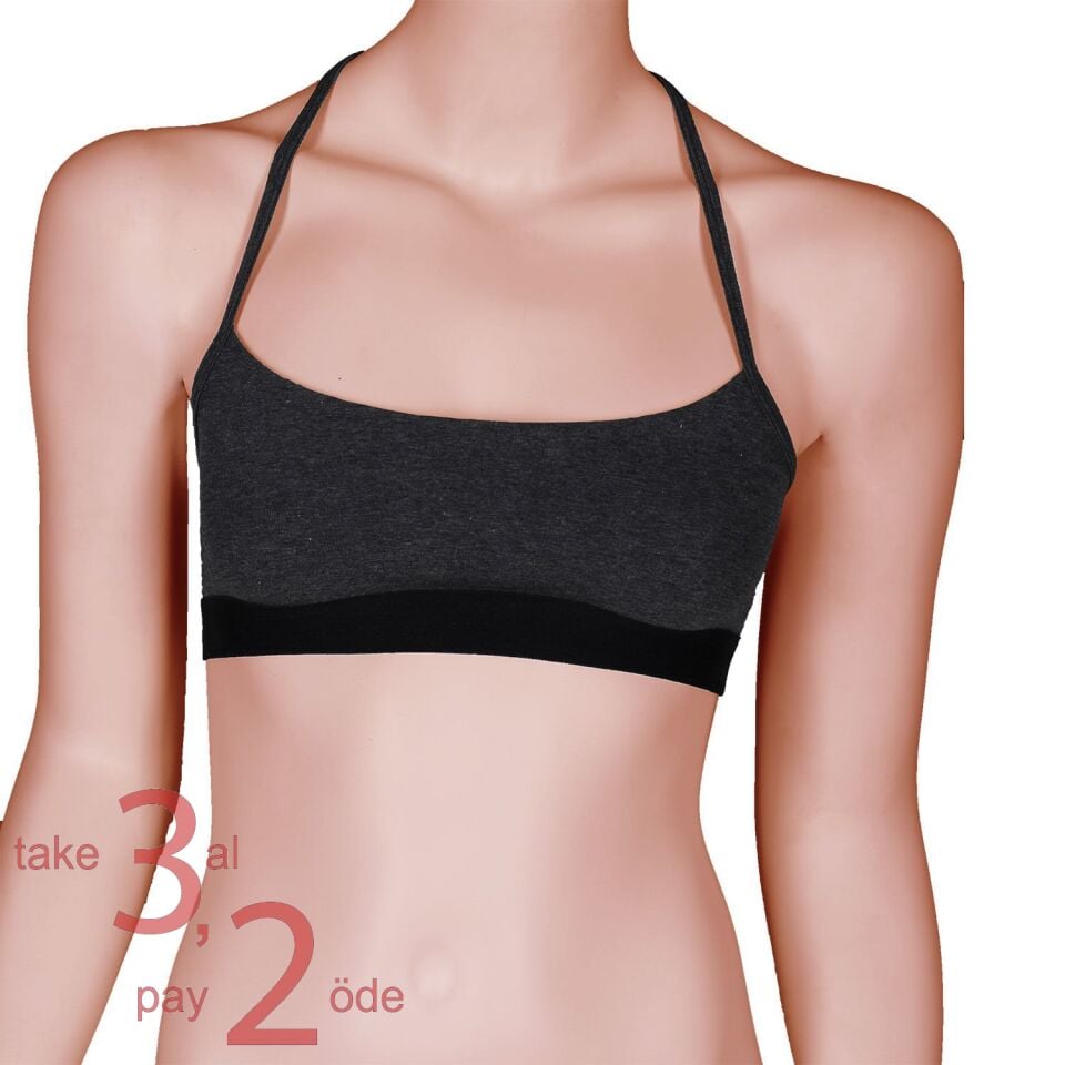 Unique Bosphorus T-Back Kadın Bralet Antrasit Melanj