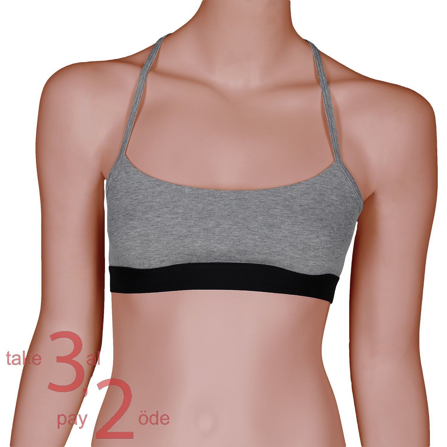 Unique Bosphorus T-Back Kadın Bralet Açık Gri