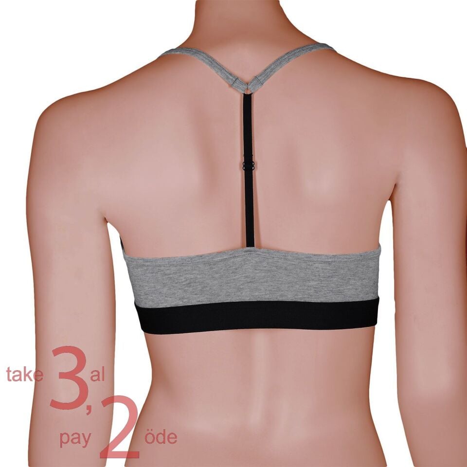 Unique Bosphorus T-Back Kadın Bralet Açık Gri