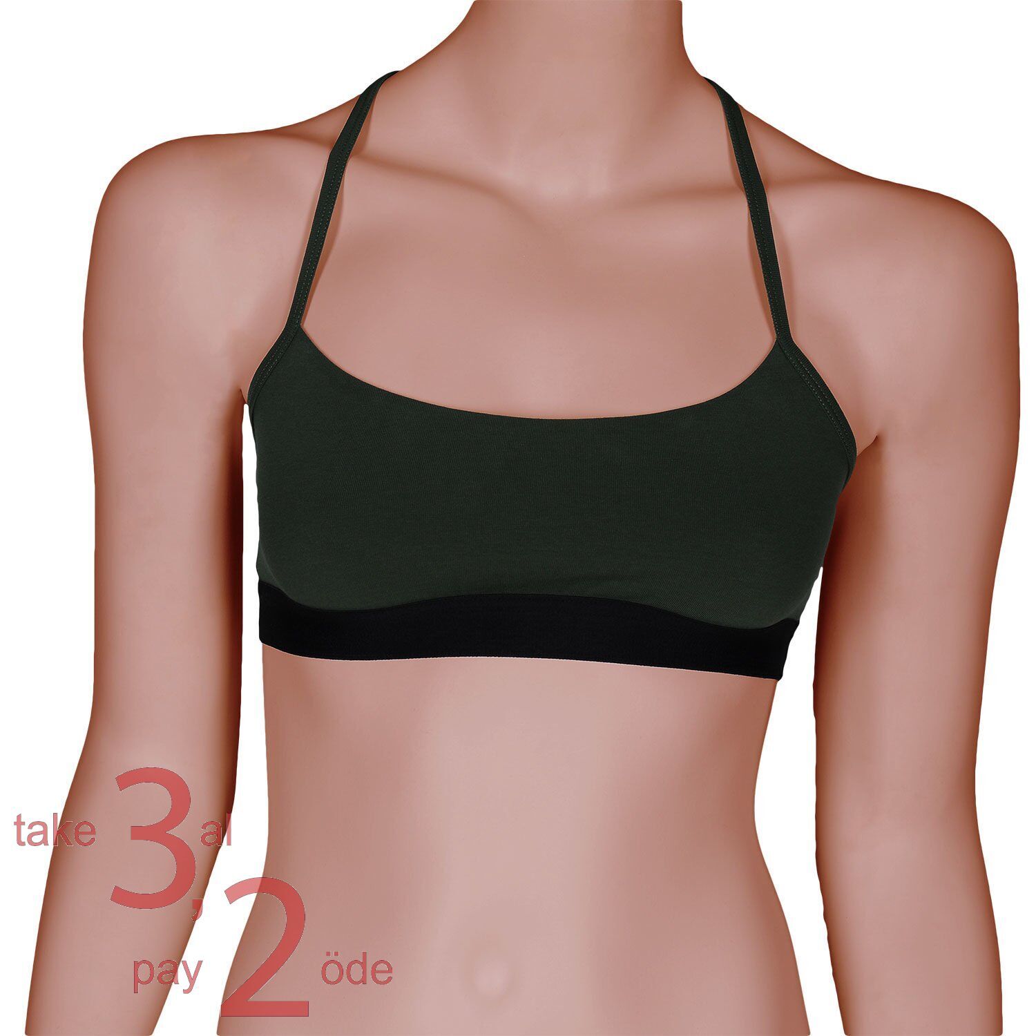 Unique Bosphorus T-Back Kadın Bralet Haki