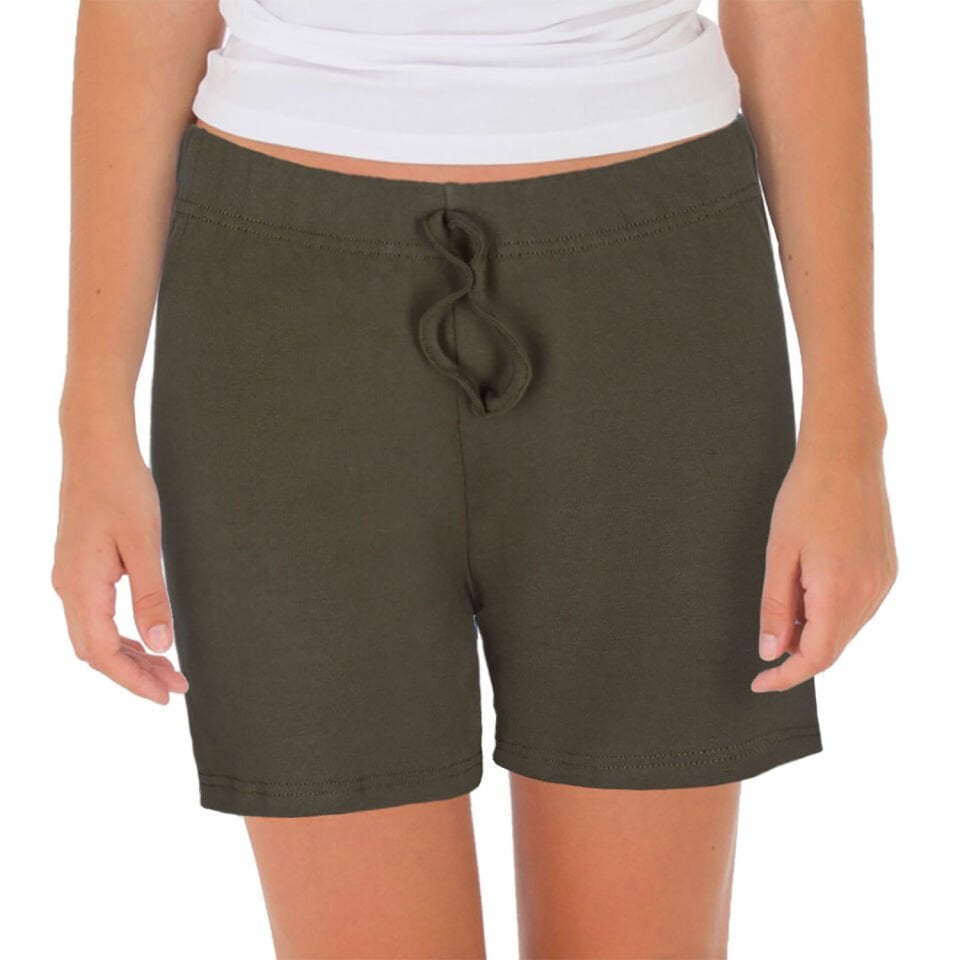 Unique Bosphorus %100 Pamuk Ribana Kadın Şort Haki