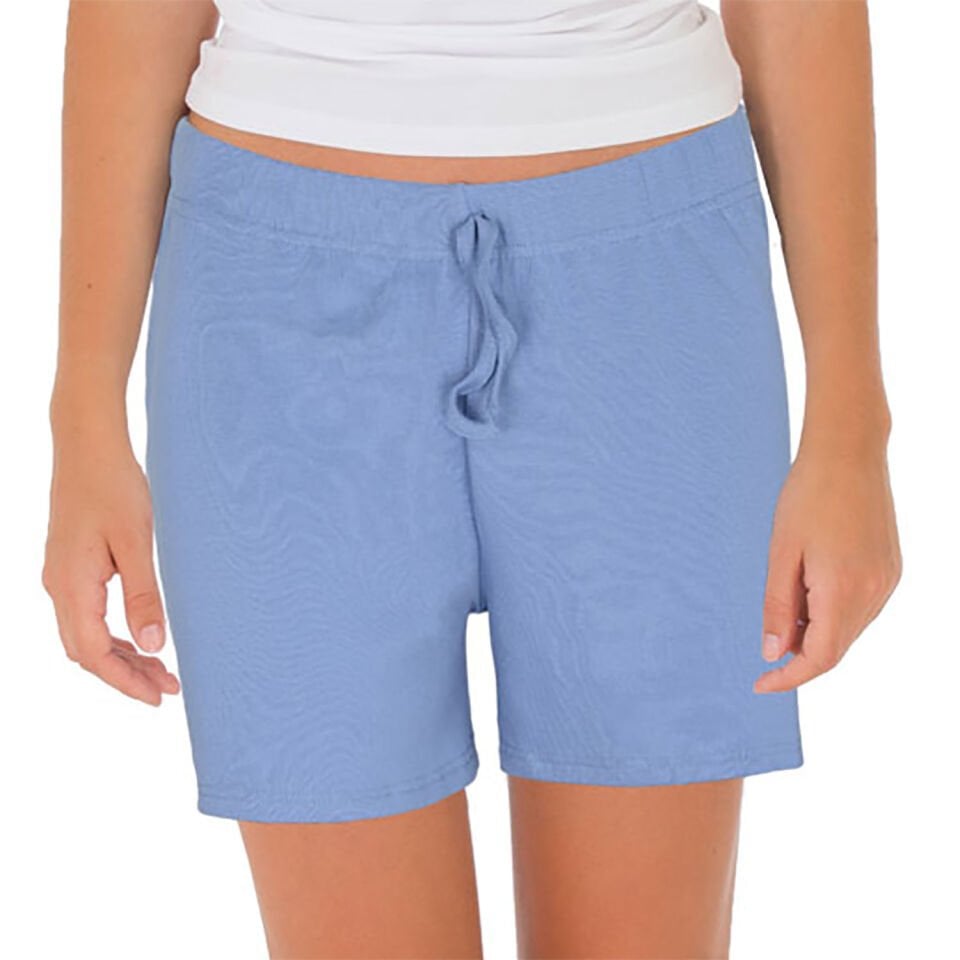 Unique Bosphorus %100 Pamuk Ribana Kadın Şort Çelik Mavisi