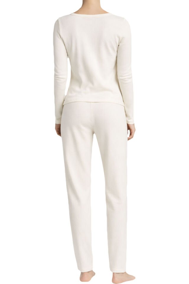 Unique Bosphorus %100 Pamuk Ribana Eşofman/Pijama Takımı Krem Rengi